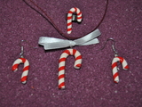 Parure sucre d'orge de noel rouge et blanc