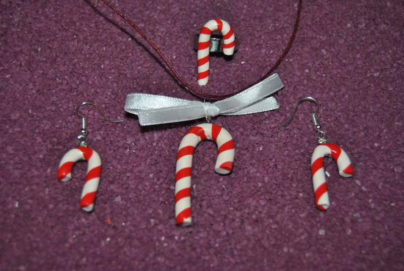Parure sucre d'orge de noel rouge et blanc