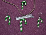 Parure sucre d'orge de noel vert et blanc