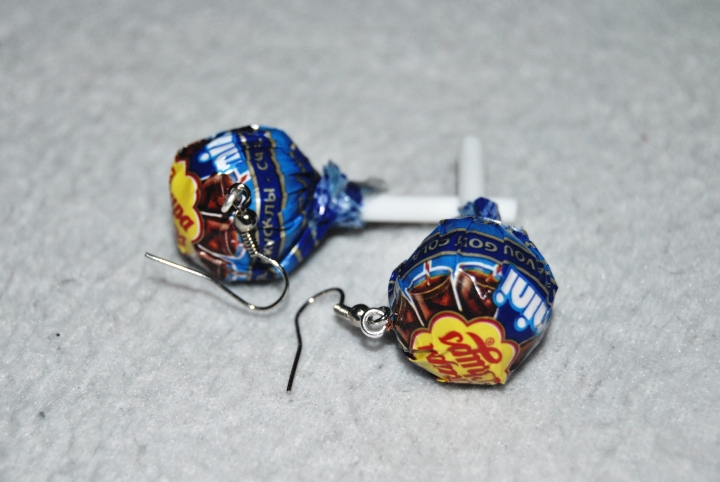 Boucles d'oreilles mini sucette cola