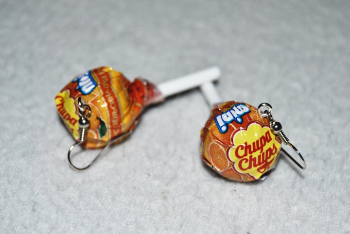 Boucles d'oreilles mini sucette orange